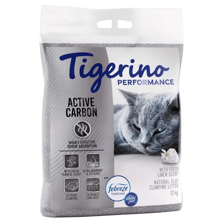 Tigerino Performance Active Carbon kattegrus - Febreze Fresh Linen