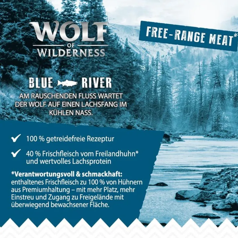 Wolf of Wilderness Adult "Blue River" - Frilandskylling & Laks