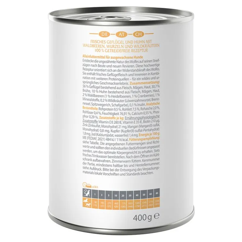 Wolf of Wilderness Adult 6 x 400 g - Med masser af frisk fjerkræ