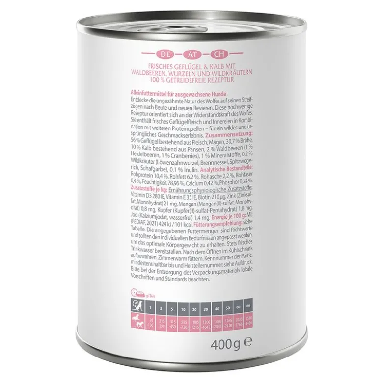 Wolf of Wilderness Adult 6 x 400 g - Med masser af frisk fjerkræ