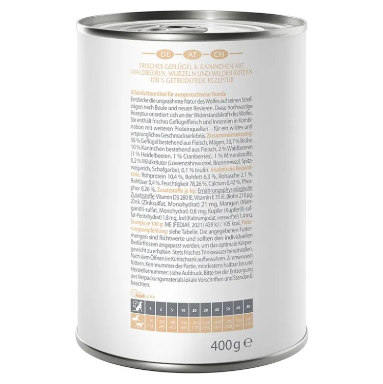 Wolf of Wilderness Adult 6 x 400 g - Med masser af frisk fjerkræ