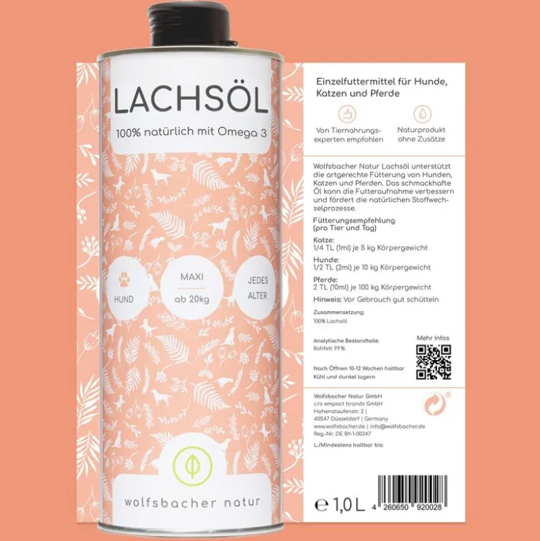 Wolfsbacher naturlig lakseolie til hunde