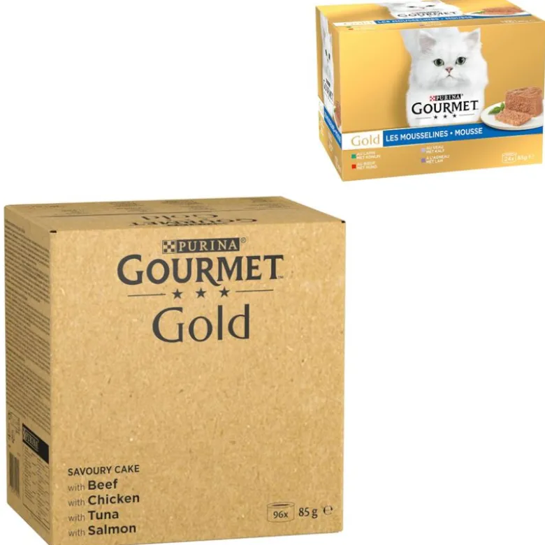 96 x 85 g Jumbo Pack Gourmet Gold + 24 x 85 g Fine Pâté Mix gratis!
