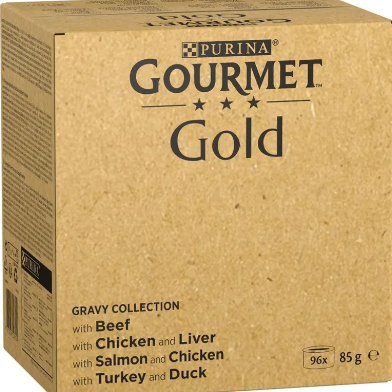 96 x 85 g Jumbo Pack Gourmet Gold + 24 x 85 g Fine Pâté Mix gratis!