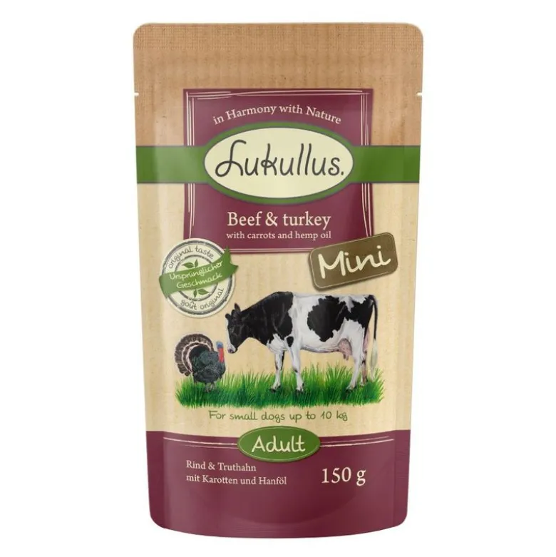 6 x 150 g Lukullus Naturkost Mini Mix Adult (portionsposer)