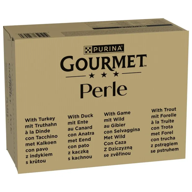 96 x 85 g Purina Gourmet Perle + 12 x 85 g Delikate bidder fra havet i sauce gratis!
