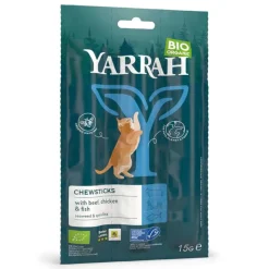 Yarrah Bio kattesnack med tyggepinde med fisk